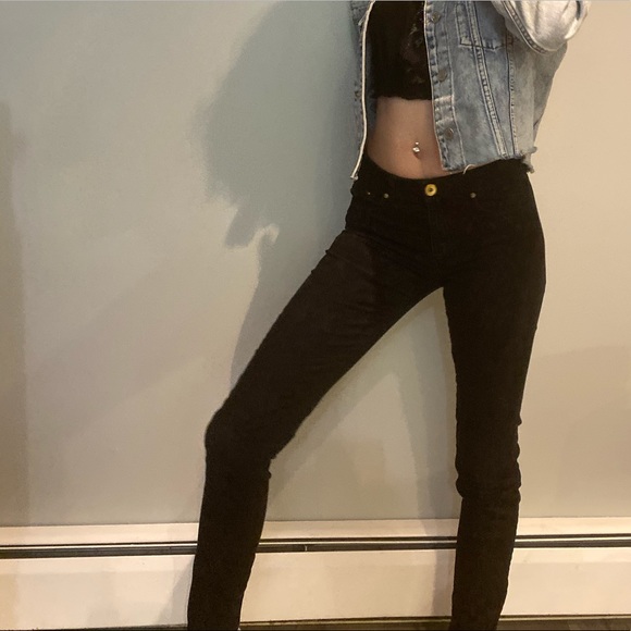 Black Corduroy pants with flower detailing!!! - Picture 2 of 4